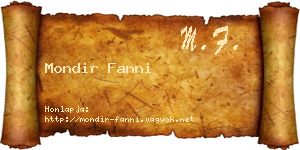 Mondir Fanni névjegykártya